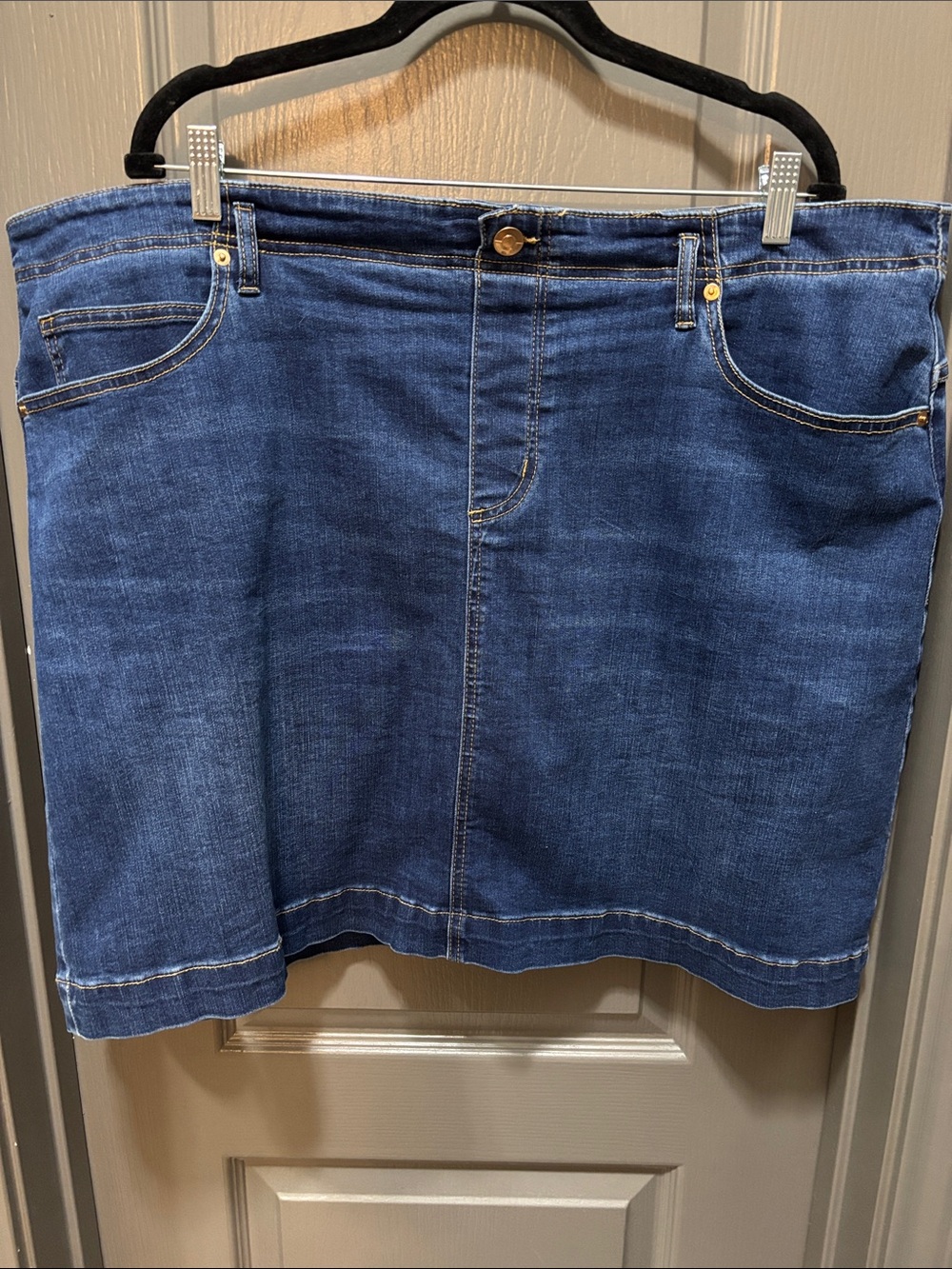 Classic Dark Blue Denim Mini Skirt with shorts